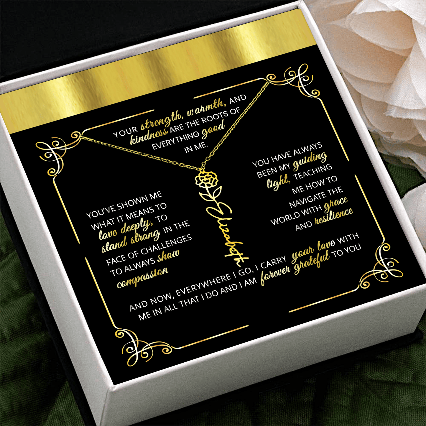 Personalized Gold Birth Flower Name Necklace šø Custom Mom & Grandma Gift | Handmade Floral Pendant Jewelry - TheBestGiftPlace