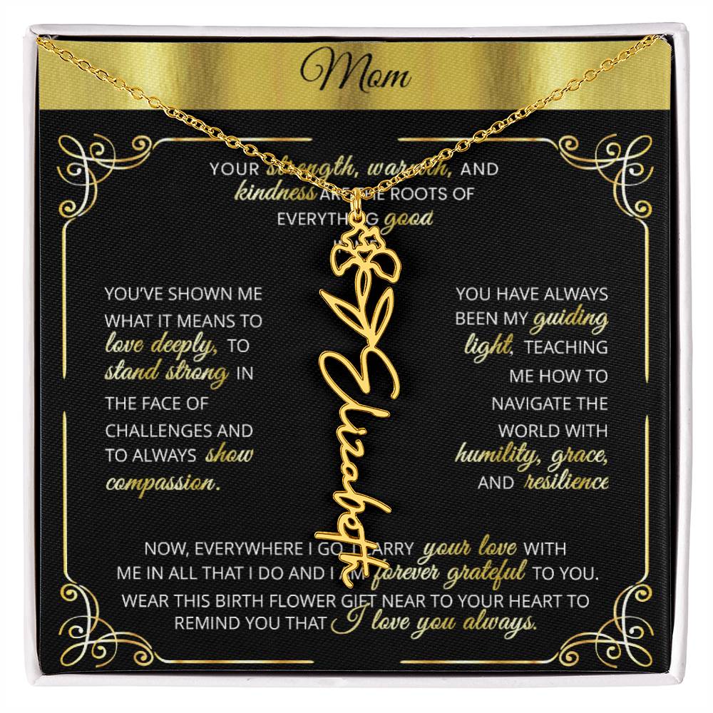 Personalized Gold Birth Flower Name Necklace šø Custom Mom & Grandma Gift | Handmade Floral Pendant Jewelry - TheBestGiftPlace