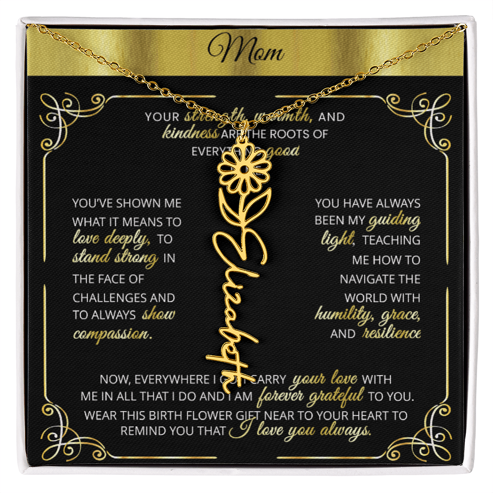 Personalized Gold Birth Flower Name Necklace šø Custom Mom & Grandma Gift | Handmade Floral Pendant Jewelry - TheBestGiftPlace