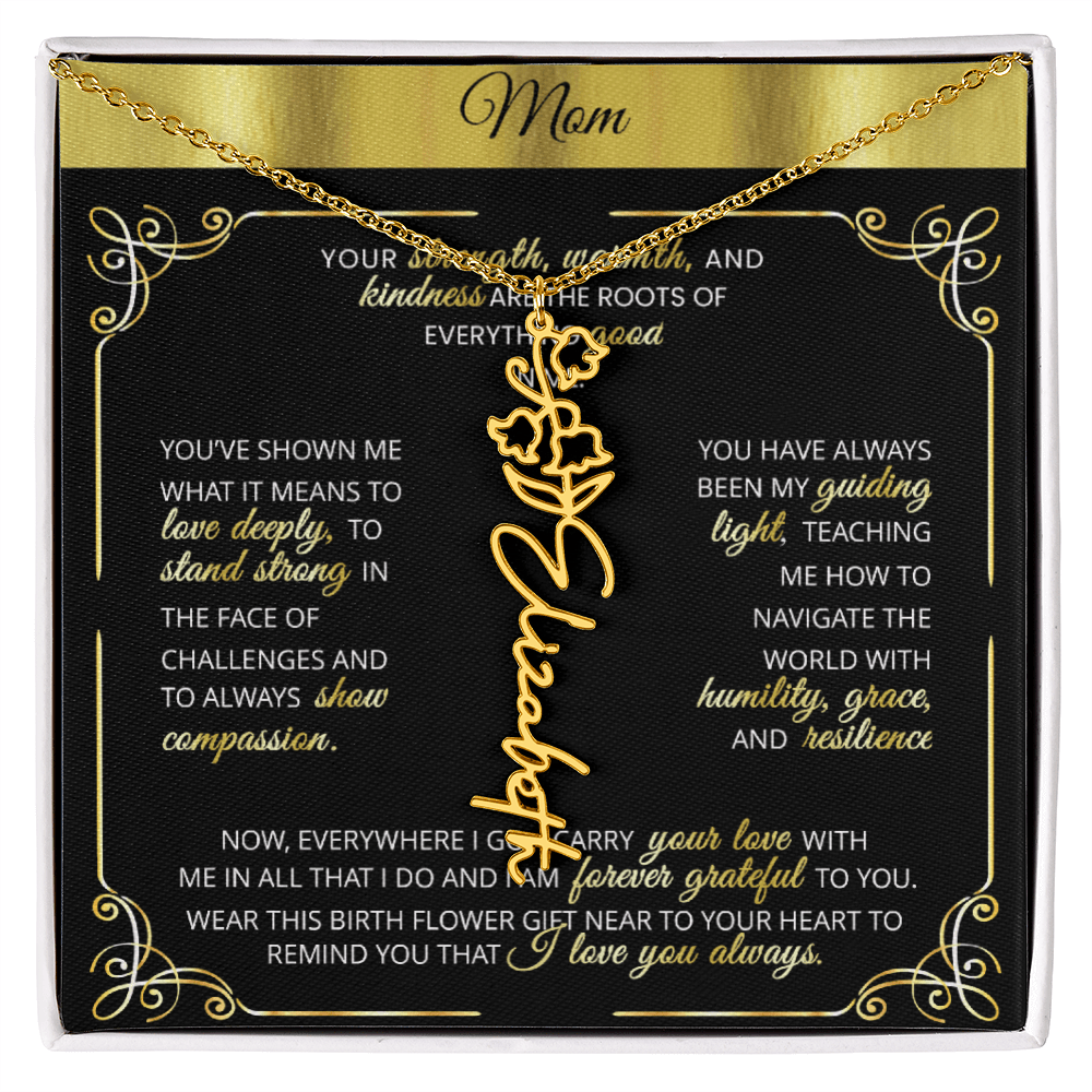 Personalized Gold Birth Flower Name Necklace šø Custom Mom & Grandma Gift | Handmade Floral Pendant Jewelry - TheBestGiftPlace