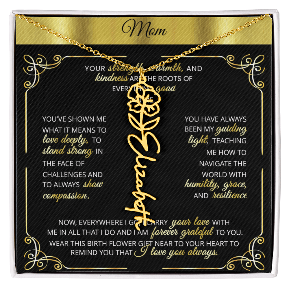 Personalized Gold Birth Flower Name Necklace šø Custom Mom & Grandma Gift | Handmade Floral Pendant Jewelry - TheBestGiftPlace