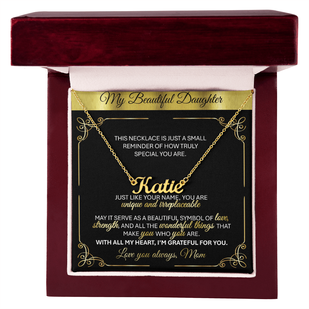 Personalized Gold Name Necklace Gift š - With Message Card from Mom - TheBestGiftPlace