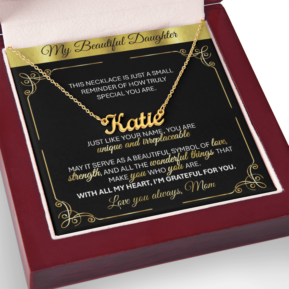 Personalized Gold Name Necklace Gift š - With Message Card from Mom - TheBestGiftPlace