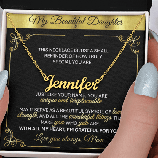 Personalized Gold Name Necklace Gift 🎁 - With Message Card from Mom - TheBestGiftPlace