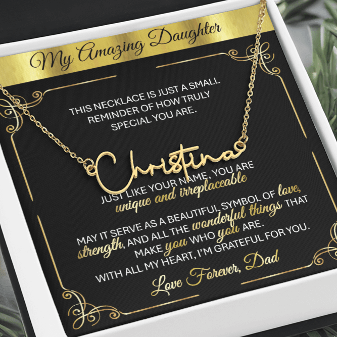 Personalized Name Necklace in Elegant Script - š Gift from Dad - TheBestGiftPlace