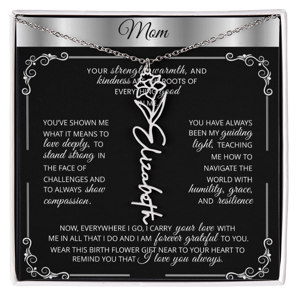 Personalized Silver Birth Flower Name Necklace 🌸 Custom Mom & Grandma Gift | Handmade Floral Pendant Jewelry - TheBestGiftPlace