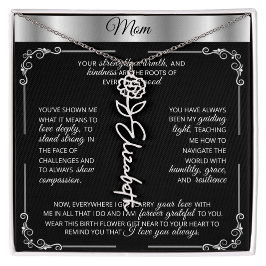 Personalized Silver Birth Flower Name Necklace 🌸 Custom Mom & Grandma Gift | Handmade Floral Pendant Jewelry - TheBestGiftPlace