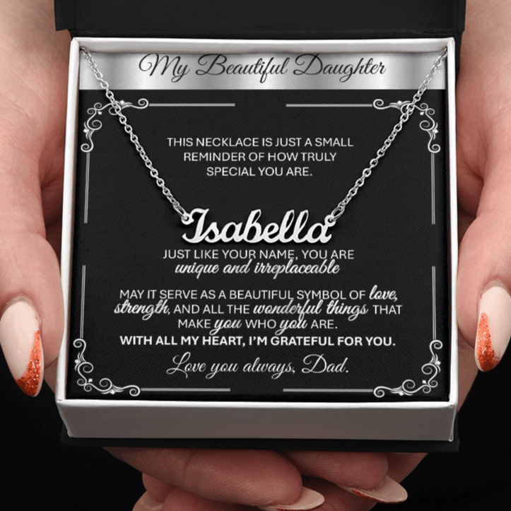 Personalized Silver Name Necklace Gift š - With Message Card from Dad - TheBestGiftPlace