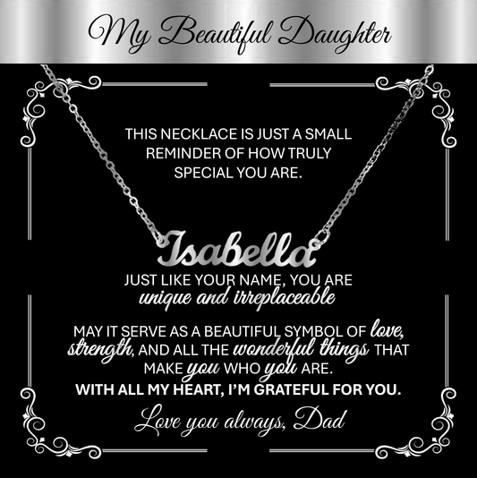 Personalized Silver Name Necklace Gift 🎁 - With Message Card from Dad - TheBestGiftPlace