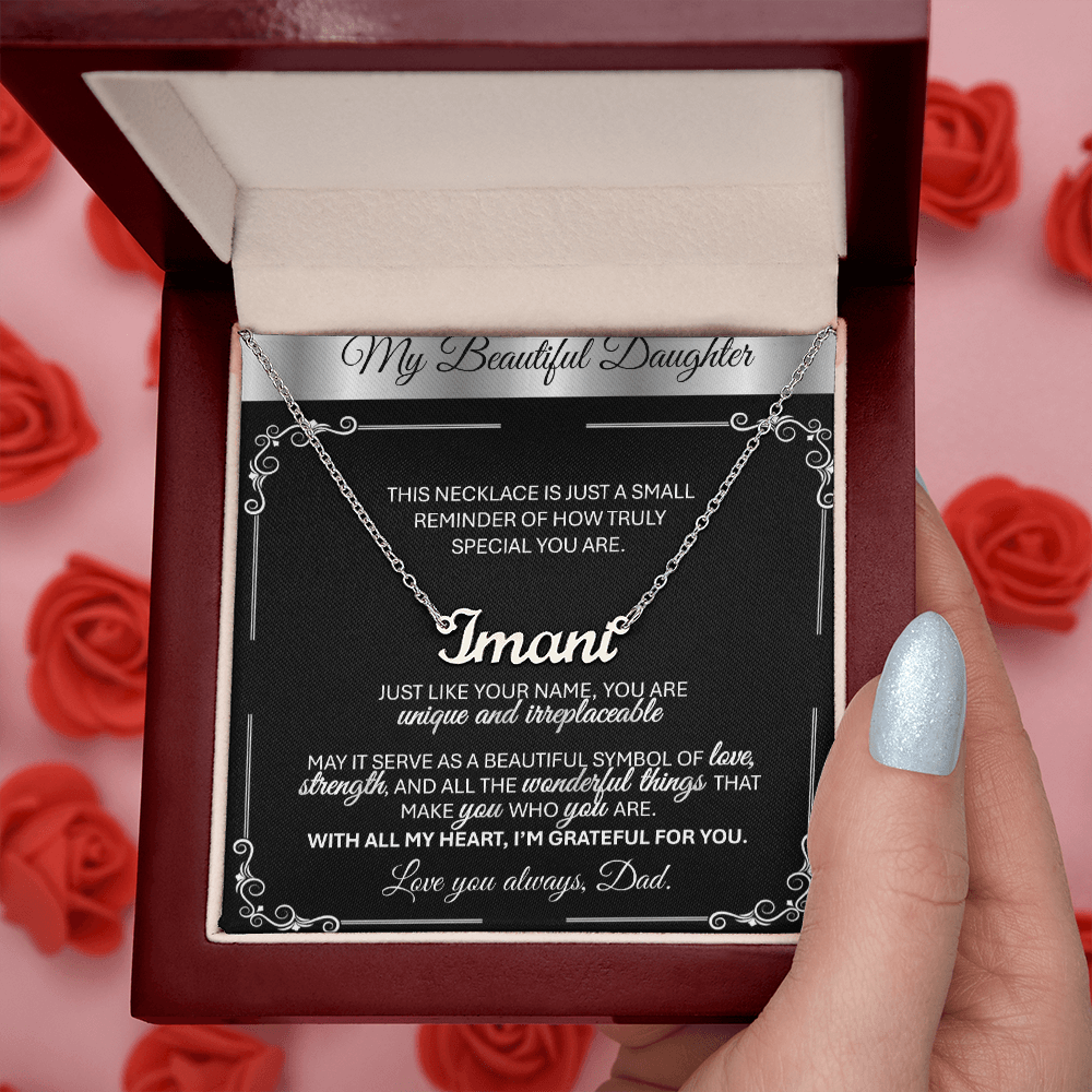 Personalized Silver Name Necklace Gift š - With Message Card from Dad - TheBestGiftPlace