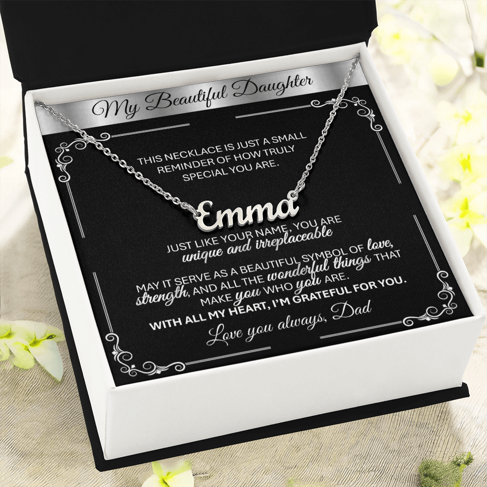 Personalized Silver Name Necklace Gift š - With Message Card from Mom - TheBestGiftPlace