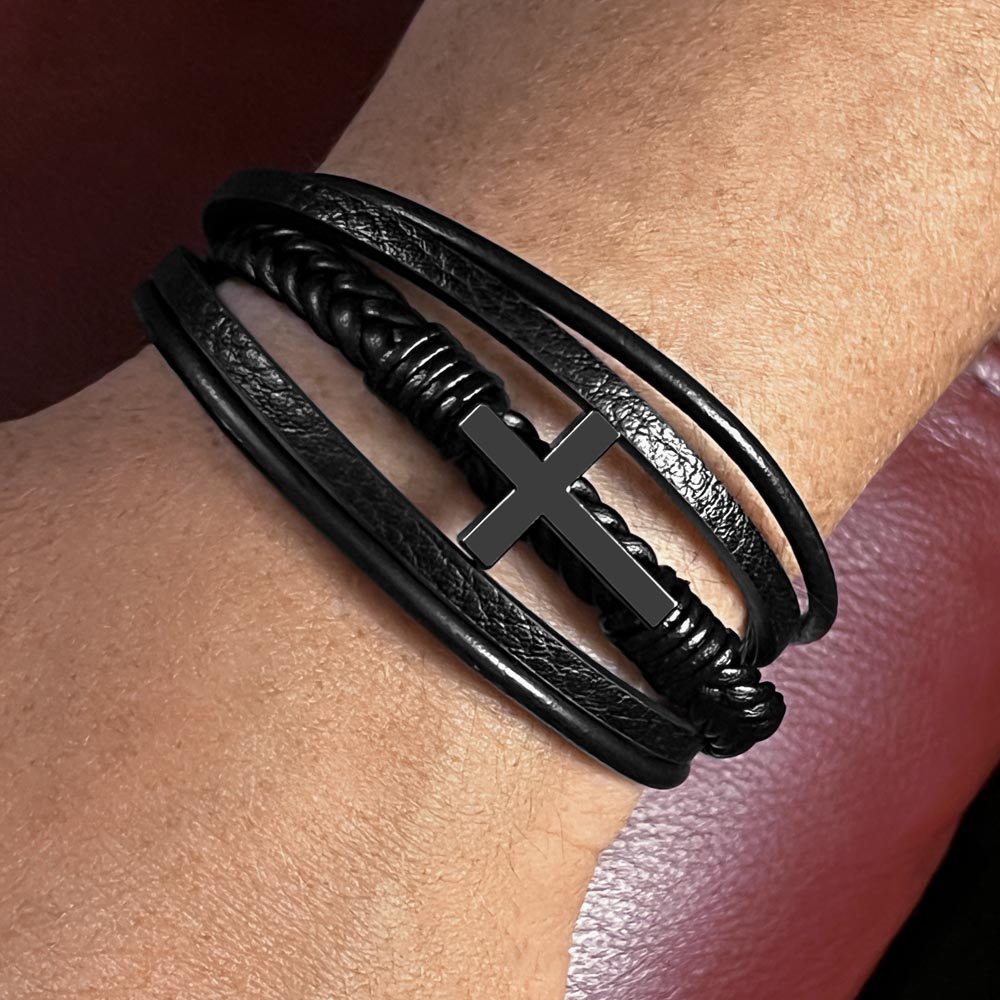 Stylish Cross Bracelet Gift for Dad – From Son or Daughter - TheBestGiftPlace