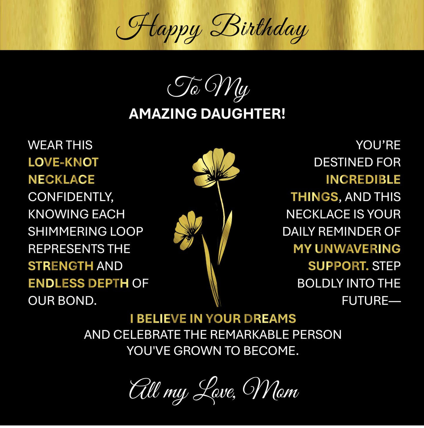 This Beautiful Gold Tone Love - Knot Necklace | Elegant Jewelry Gift Says, "Happy Birthday" - TheBestGiftPlace