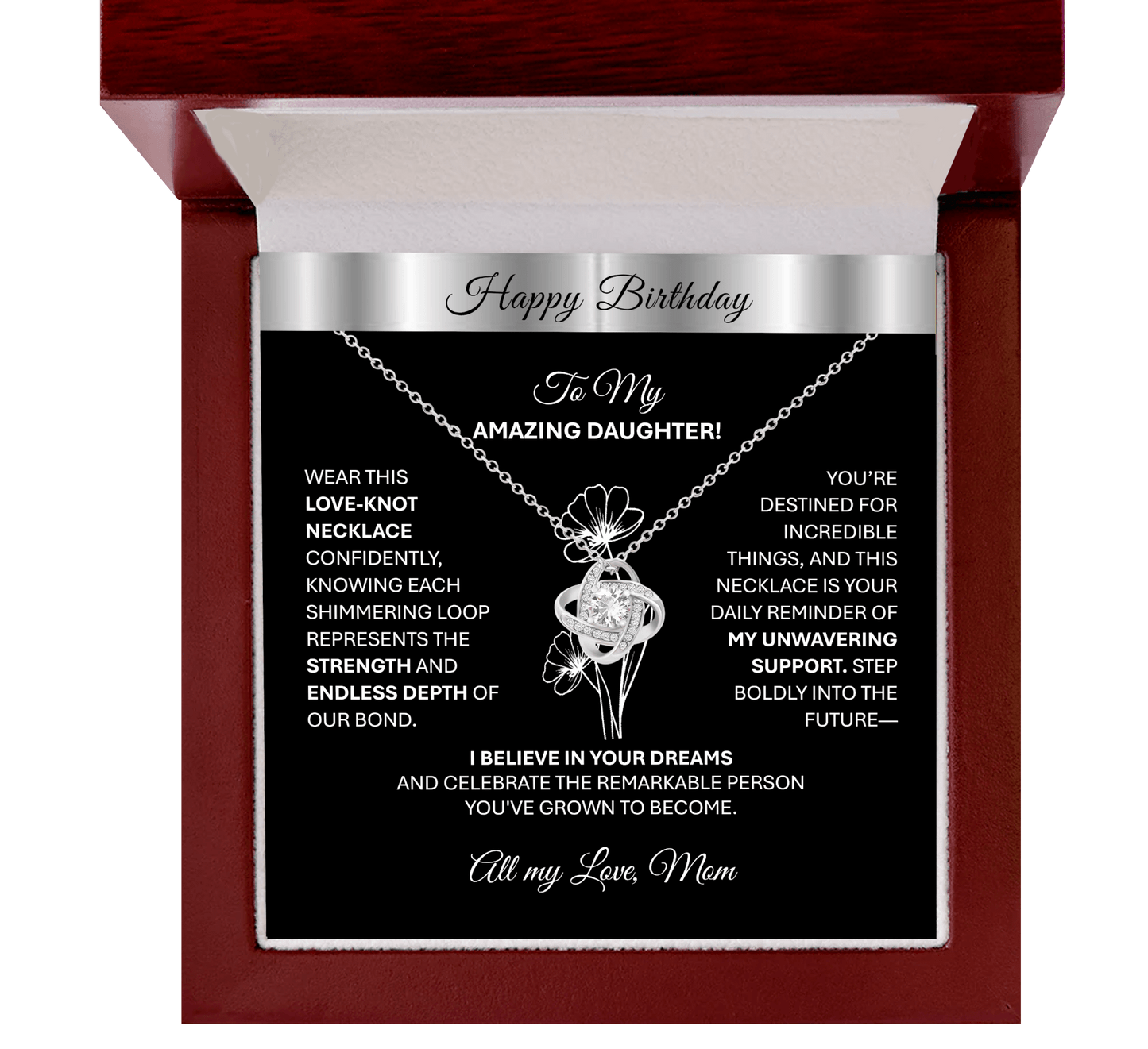This Beautiful Gold Tone Love - Knot Necklace | Elegant Jewelry Gift Says, "Happy Birthday" - TheBestGiftPlace