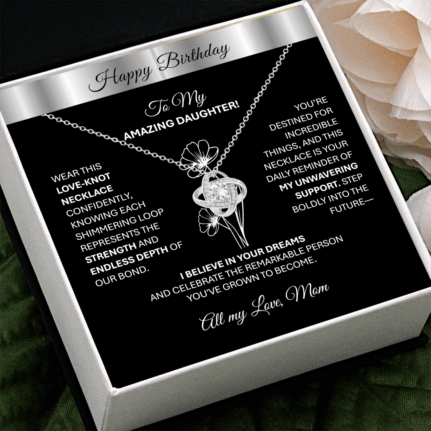 This Beautiful Gold Tone Love - Knot Necklace | Elegant Jewelry Gift Says, "Happy Birthday" - TheBestGiftPlace