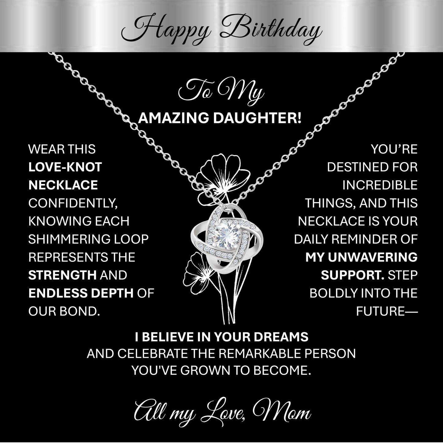 This Beautiful Gold Tone Love - Knot Necklace | Elegant Jewelry Gift Says, "Happy Birthday" - TheBestGiftPlace