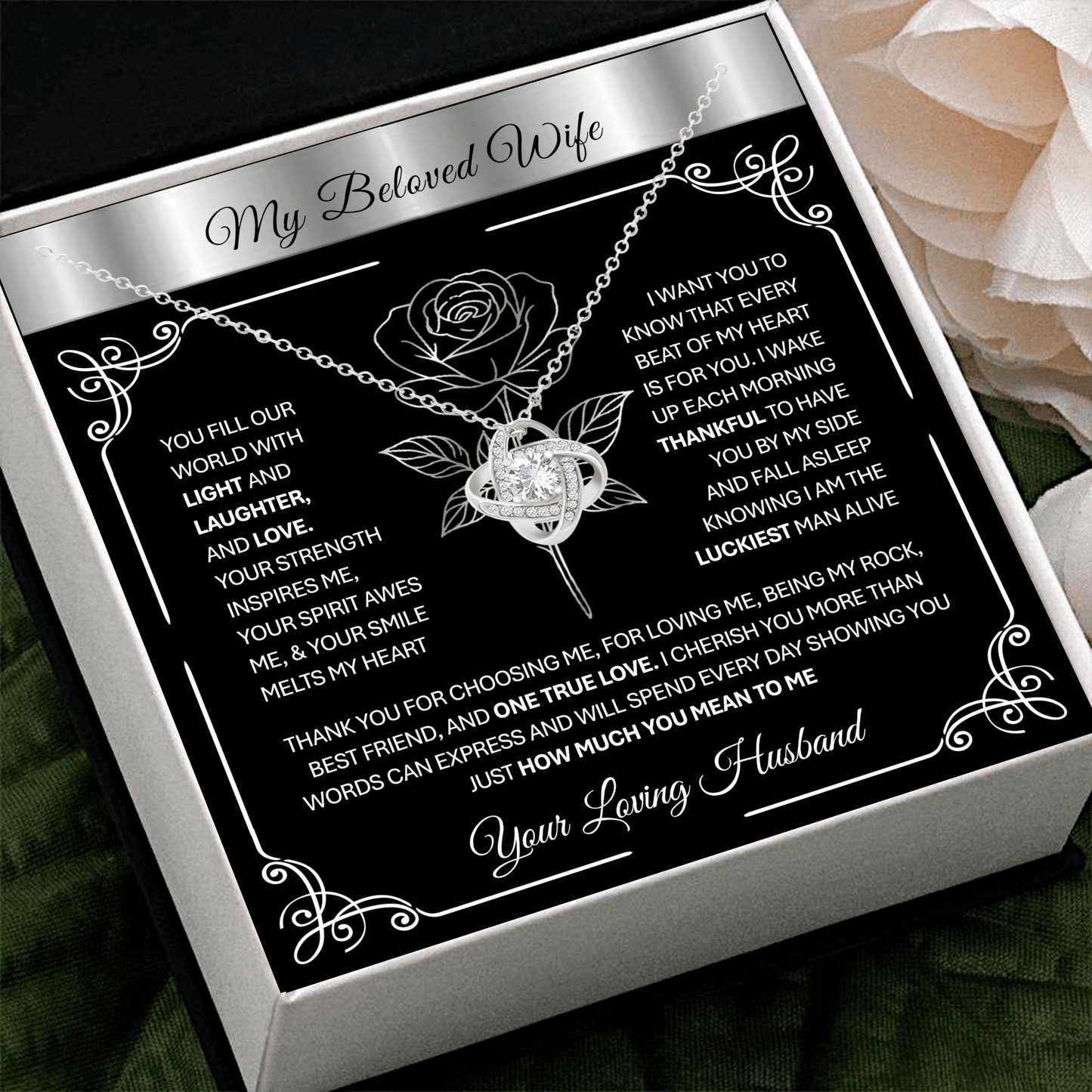 💞 To My Beloved Wife | Soulmate | Sweetheart | Girlfriend – Love Knot Necklace Gift 💝 - TheBestGiftPlace