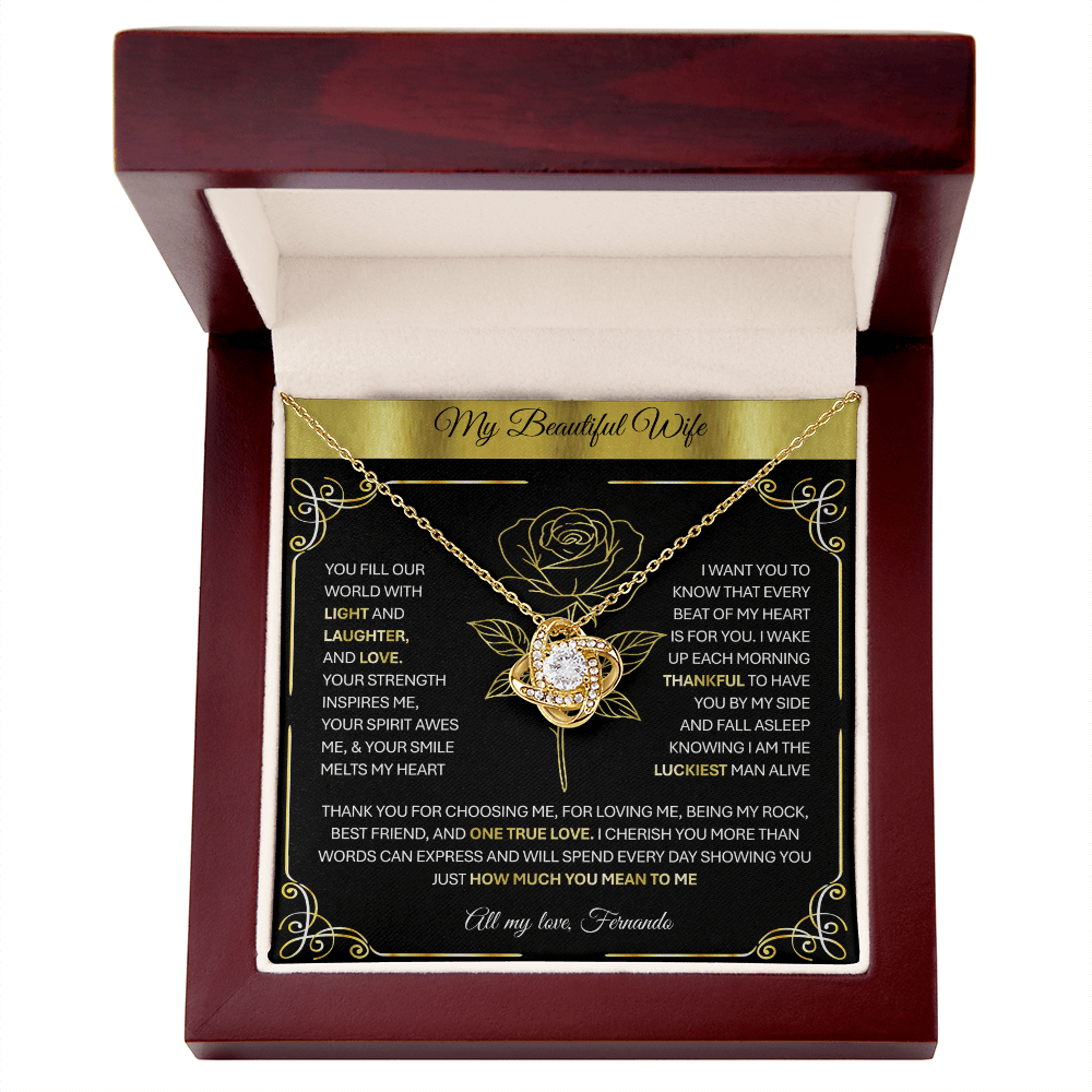 💞 To My Beloved Wife | Soulmate | Sweetheart | Girlfriend – Love Knot Necklace Gift 💝 - TheBestGiftPlace