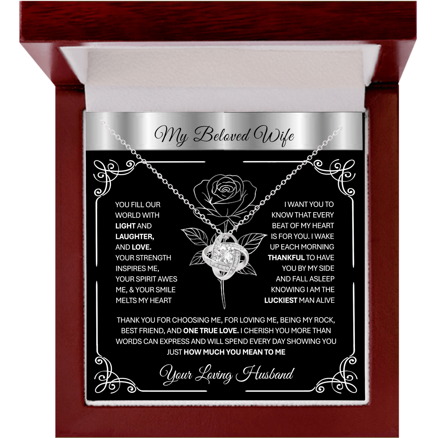 💞 To My Beloved Wife | Soulmate | Sweetheart | Girlfriend – Love Knot Necklace Gift 💝 - TheBestGiftPlace