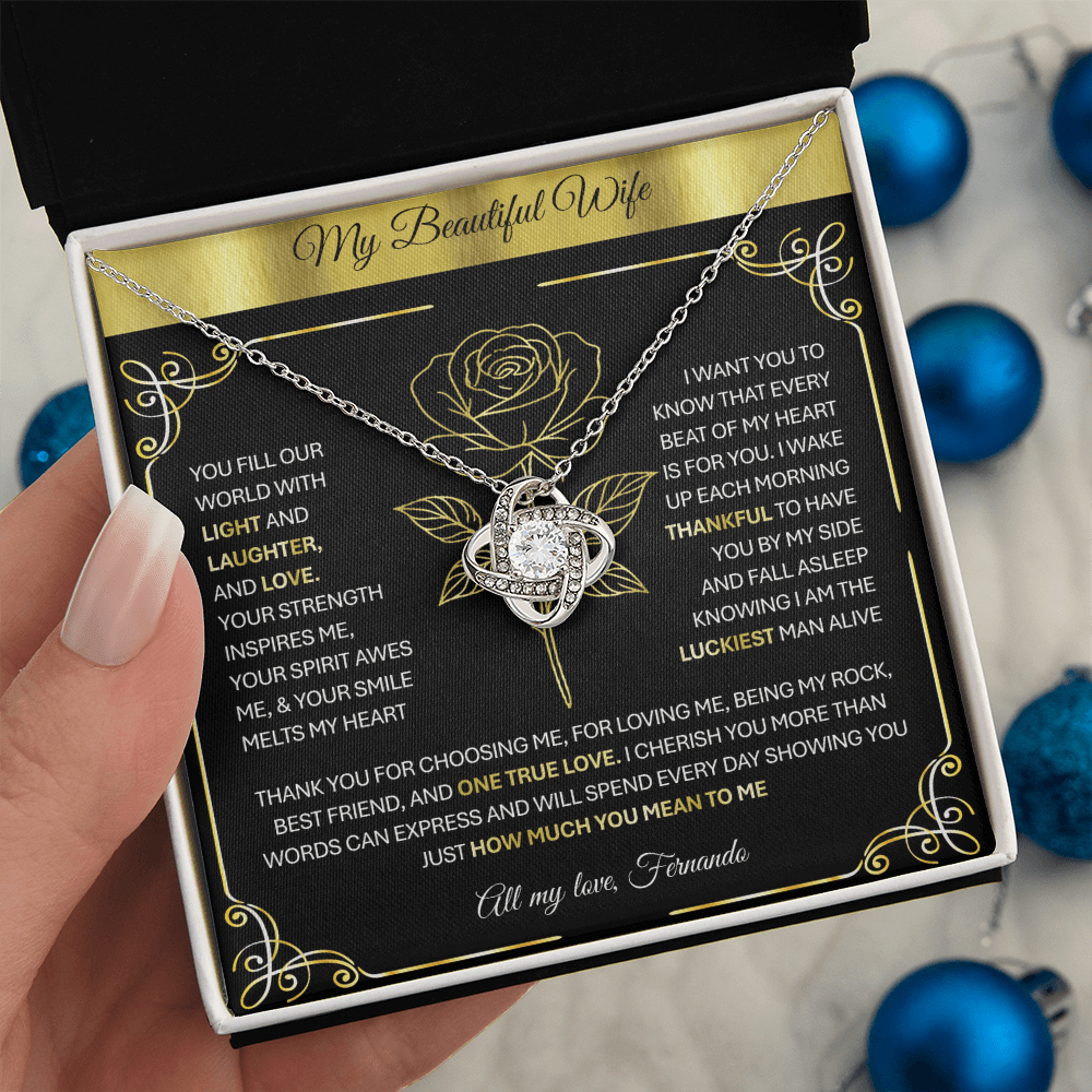 💞 To My Beloved Wife | Soulmate | Sweetheart | Girlfriend – Love Knot Necklace Gift 💝 - TheBestGiftPlace