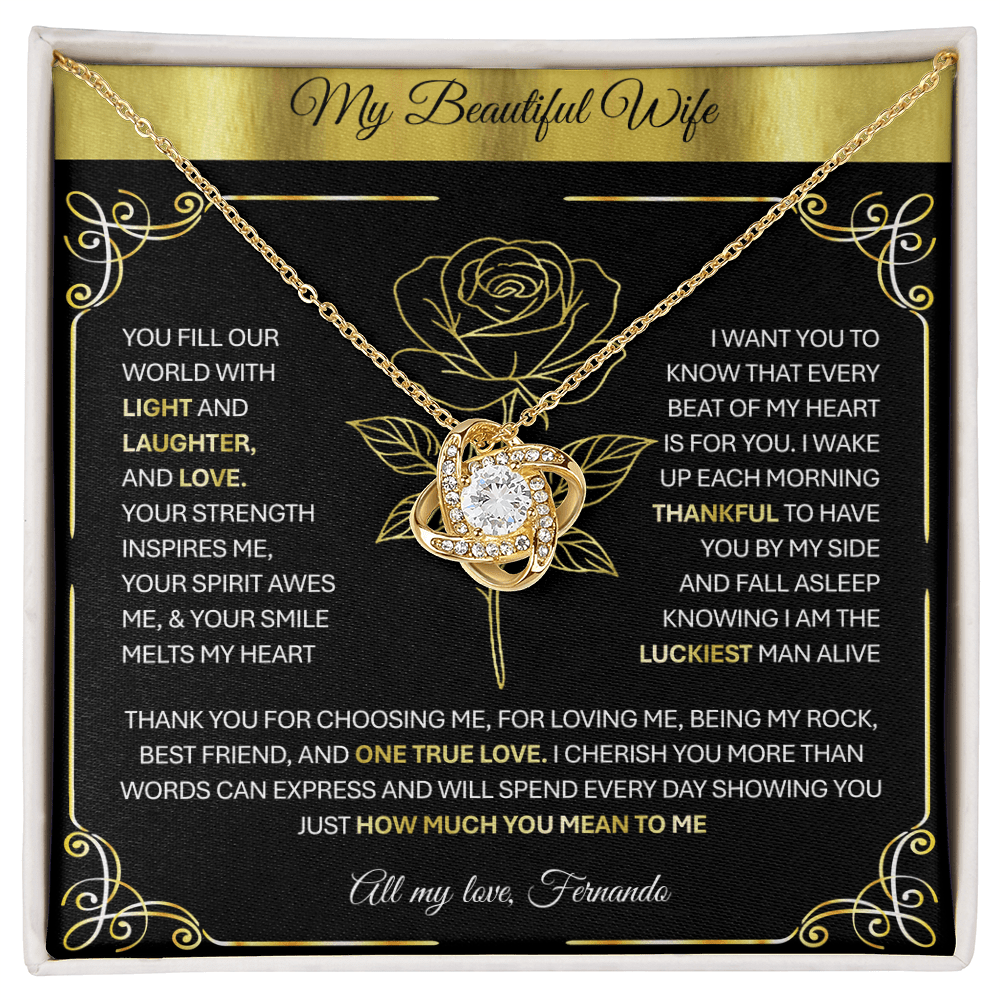 💞 To My Beloved Wife | Soulmate | Sweetheart | Girlfriend – Love Knot Necklace Gift 💝 - TheBestGiftPlace