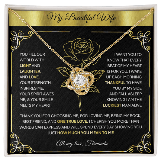💞 To My Beloved Wife | Soulmate | Sweetheart | Girlfriend – Love Knot Necklace Gift 💝 - TheBestGiftPlace