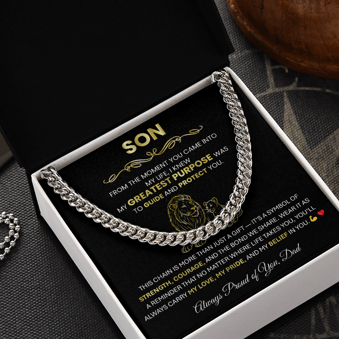 To My Son - Cuban Link Chain Necklace | Gift from Dad for Graduation, Birthday or Christmas - TheBestGiftPlace
