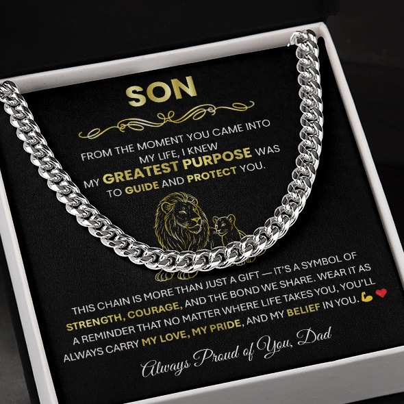 To My Son - Cuban Link Chain Necklace | Gift from Dad for Graduation, Birthday or Christmas - TheBestGiftPlace
