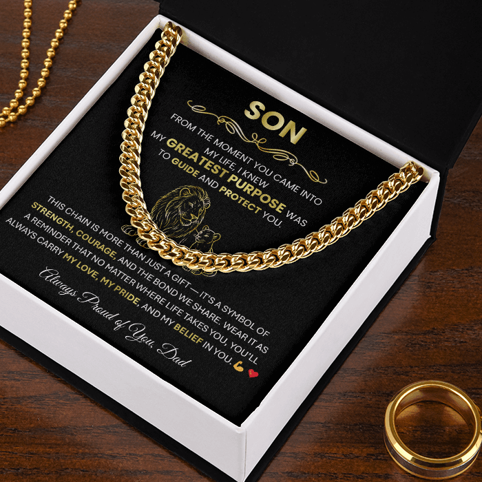 To My Son - Cuban Link Chain Necklace | Gift from Dad for Graduation, Birthday or Christmas - TheBestGiftPlace