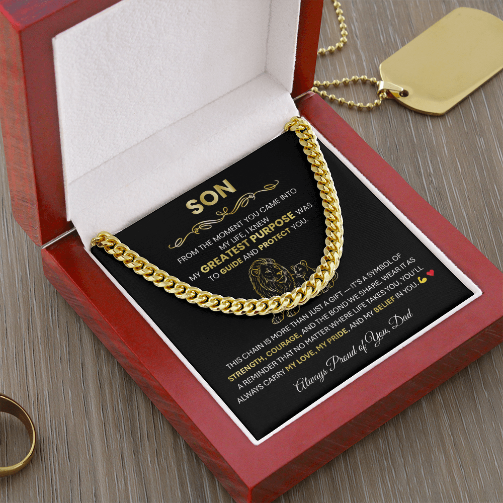 To My Son - Cuban Link Chain Necklace | Gift from Dad for Graduation, Birthday or Christmas - TheBestGiftPlace