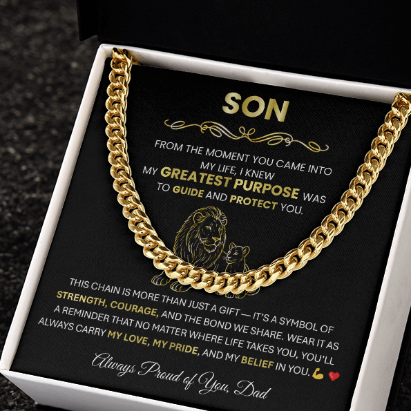 To My Son - Cuban Link Chain Necklace | Gift from Dad for Graduation, Birthday or Christmas - TheBestGiftPlace