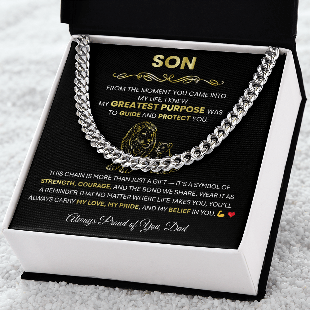 To My Son - Cuban Link Chain Necklace | Gift from Dad for Graduation, Birthday or Christmas - TheBestGiftPlace