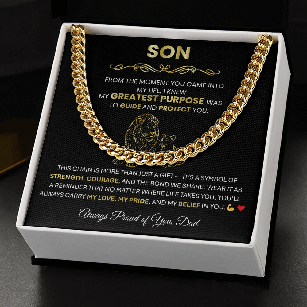 To My Son - Cuban Link Chain Necklace | Gift from Dad for Graduation, Birthday or Christmas - TheBestGiftPlace