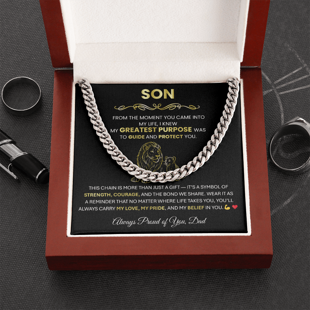 To My Son - Cuban Link Chain Necklace | Gift from Dad for Graduation, Birthday or Christmas - TheBestGiftPlace