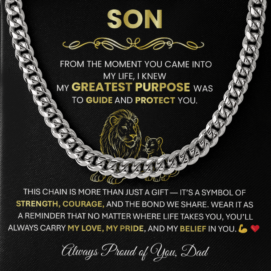 To My Son - Cuban Link Chain Necklace | Gift from Dad for Graduation, Birthday or Christmas - TheBestGiftPlace