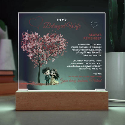To My Beloved Wife – Romantic Gift Plaque with a Message of Deep Love and Admiration