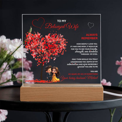 To My Beloved Wife – Romantic Gift Plaque with a Message of Deep Love and Admiration