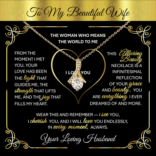 Alluring Beauty 💎GOLD💎 Pendant Necklace Gift for Wives, Girlfriends, Soulmates.