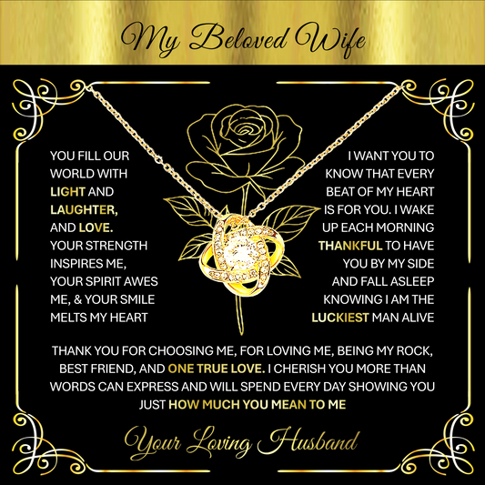 💞 To My Beloved Wife | Soulmate | Sweetheart | Girlfriend – Love Knot Necklace Gift 💝