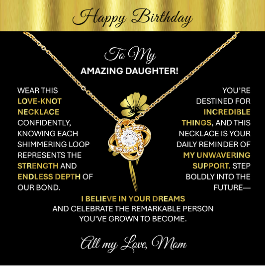 This Beautiful Gold Tone Love-Knot Necklace | Elegant Jewelry Gift Says, "Happy Birthday"