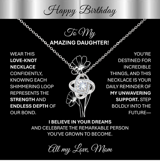This Beautiful Gold Tone Love-Knot Necklace | Elegant Jewelry Gift Says, "Happy Birthday"