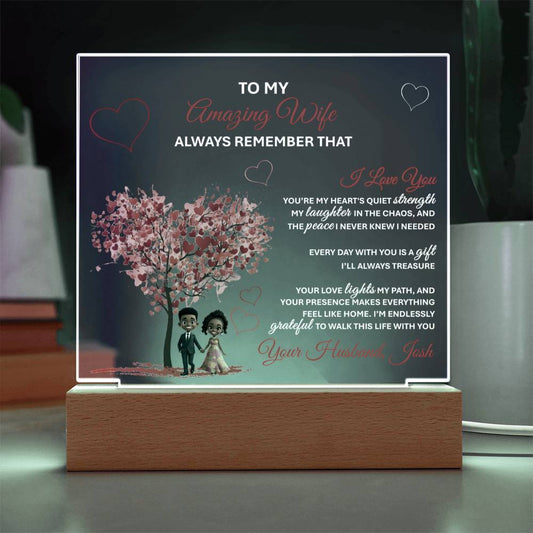 Acrylic SquarTo My Amazing Wife – Heartfelt Gift Plaque with Romantic Message of Love and Gratitudee Plaque - TheBestGiftPlace