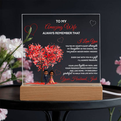 Acrylic SquarTo My Amazing Wife – Heartfelt Gift Plaque with Romantic Message of Love and Gratitudee Plaque - TheBestGiftPlace