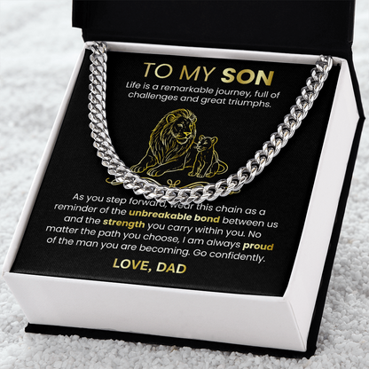 Cuban Link Chain Necklace from Dad to Son – Meaningful Father to Son Gift | Strength, Love & Legacy