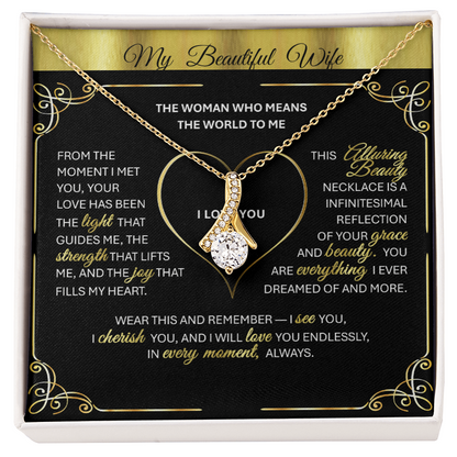 Alluring Beauty 💎GOLD💎 Pendant Necklace Gift for Wives, Girlfriends, Soulmates.