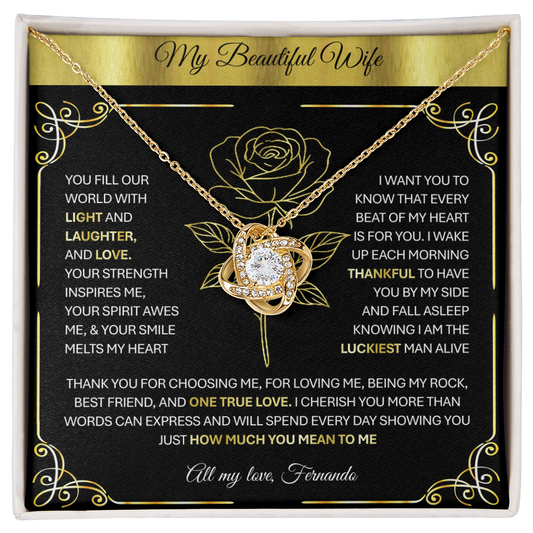 💞 To My Beloved Wife | Soulmate | Sweetheart | Girlfriend – Love Knot Necklace Gift 💝