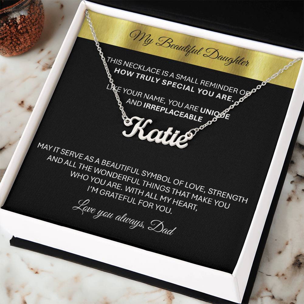 Custom Name Necklace With Message Card – Handmade Personalized Gift
