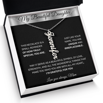 Unique Custom Vertical Name Gold Necklace – Personalized Keepsake Jewelry