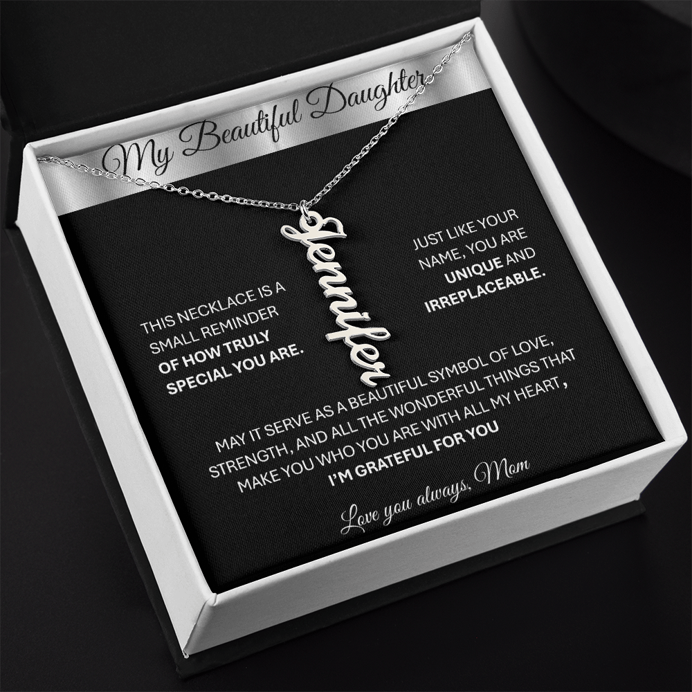 Unique Custom Vertical Name Gold Necklace – Personalized Keepsake Jewelry
