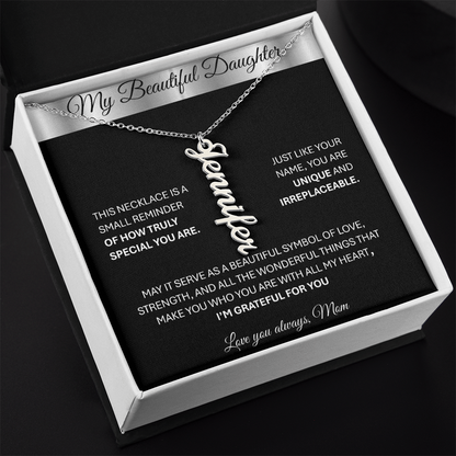 Unique Custom Vertical Name Gold Necklace – Personalized Keepsake Jewelry